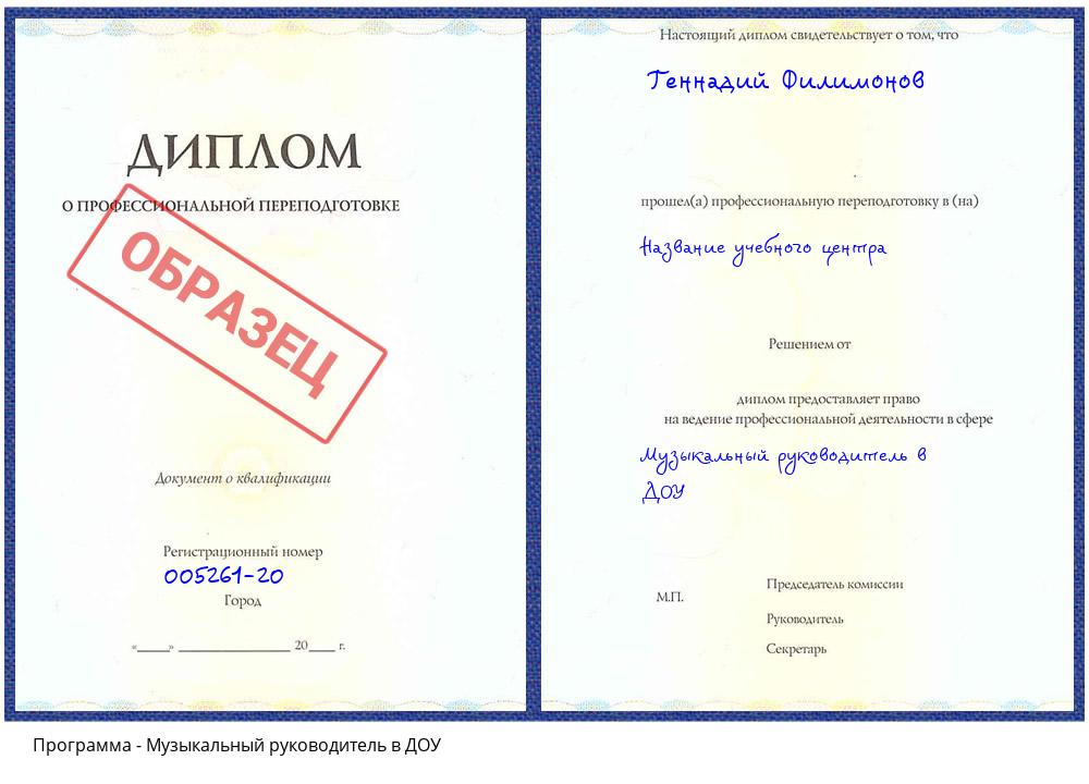 Музыкальный руководитель в ДОУ Котельники