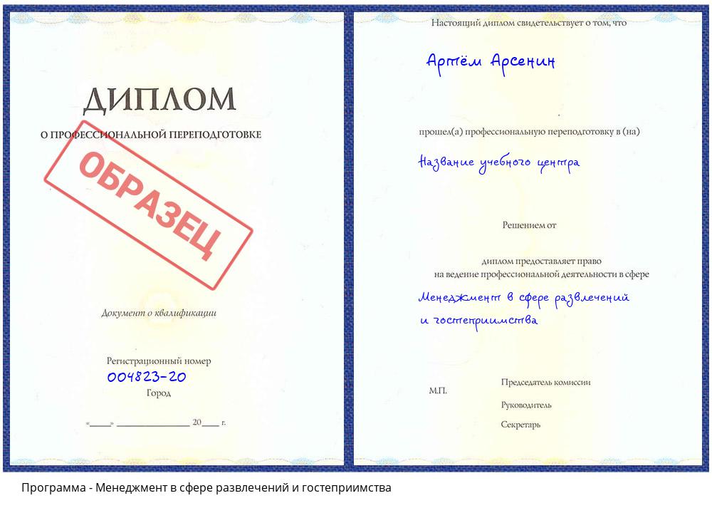 Менеджмент в сфере развлечений и гостеприимства Котельники