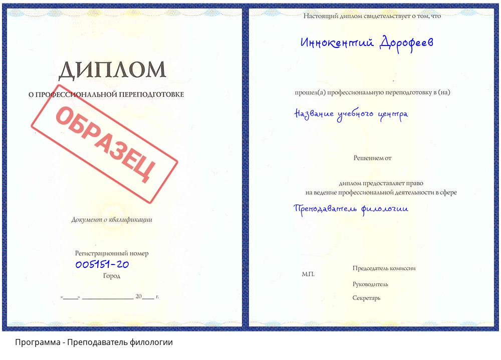 Преподаватель филологии Котельники