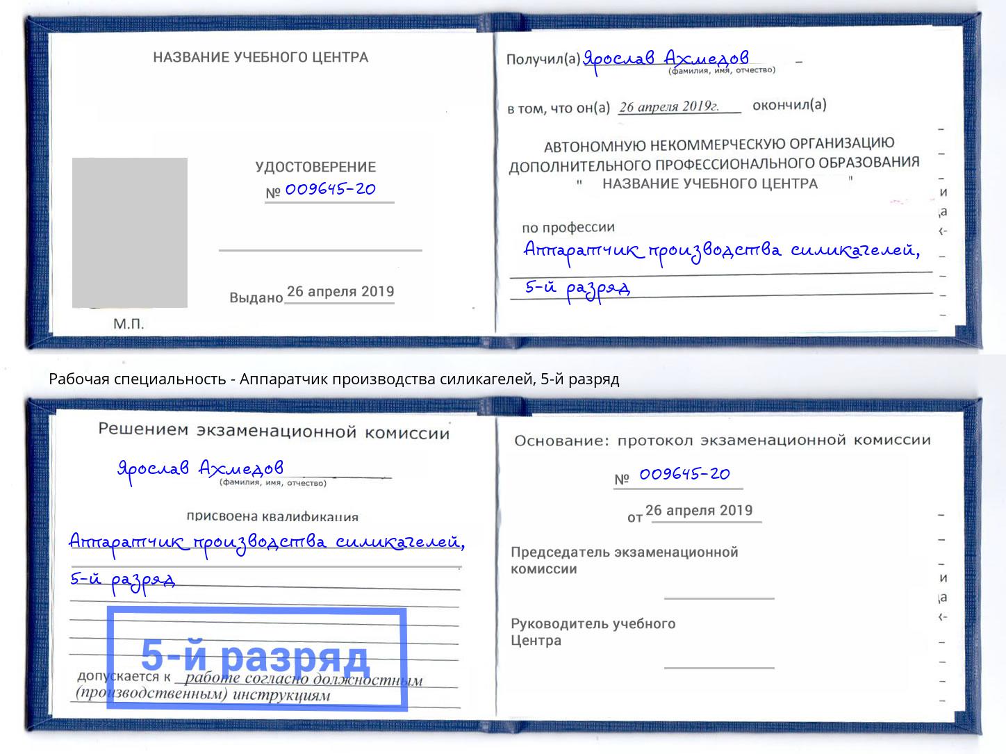 корочка 5-й разряд Аппаратчик производства силикагелей Котельники